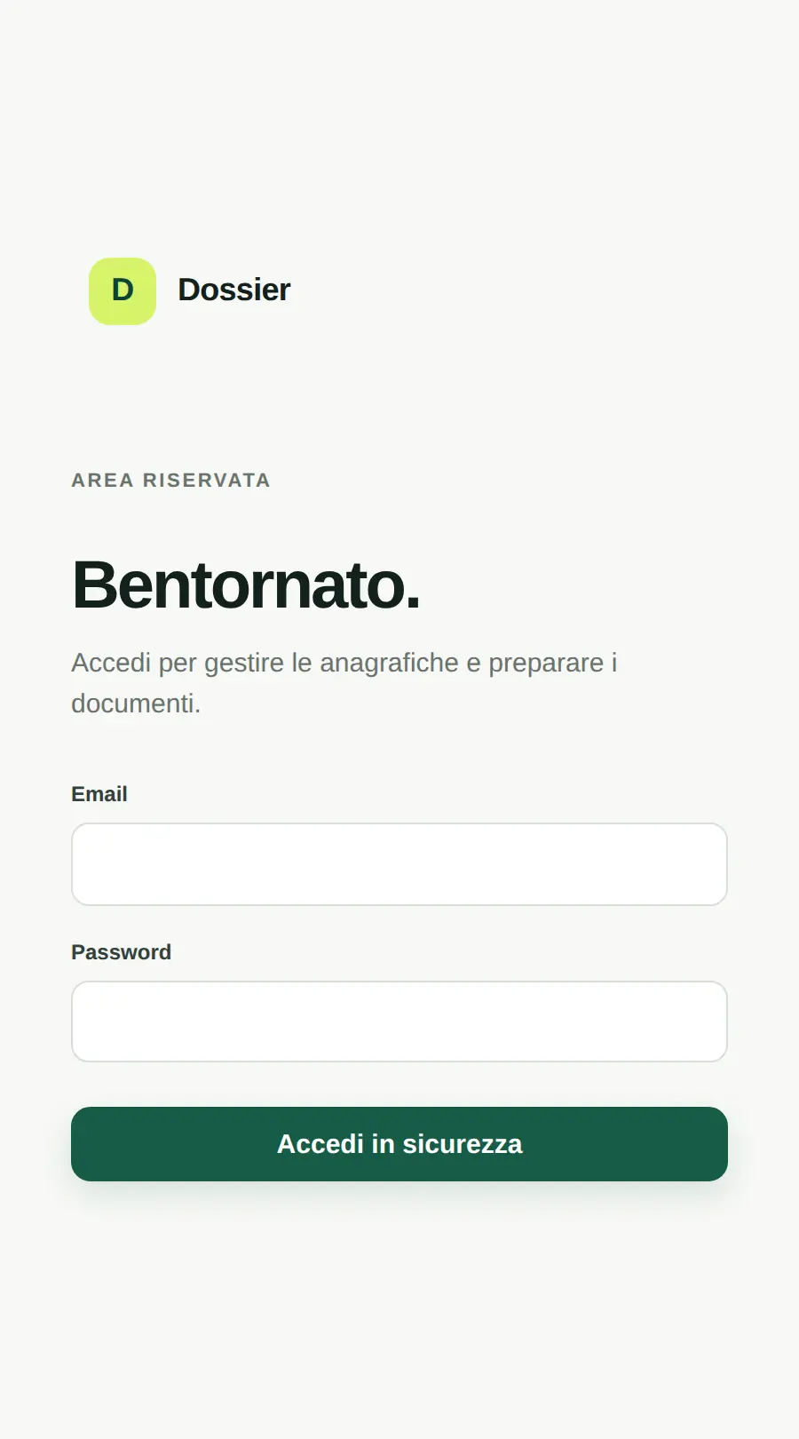 Accesso al gestionale Dossier su smartphone